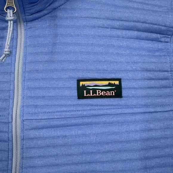 LL Bean Airlight Full Zip Sweatshirt Women Medium Blue Ribbed Shacket Jacket - Picture 2 of 6